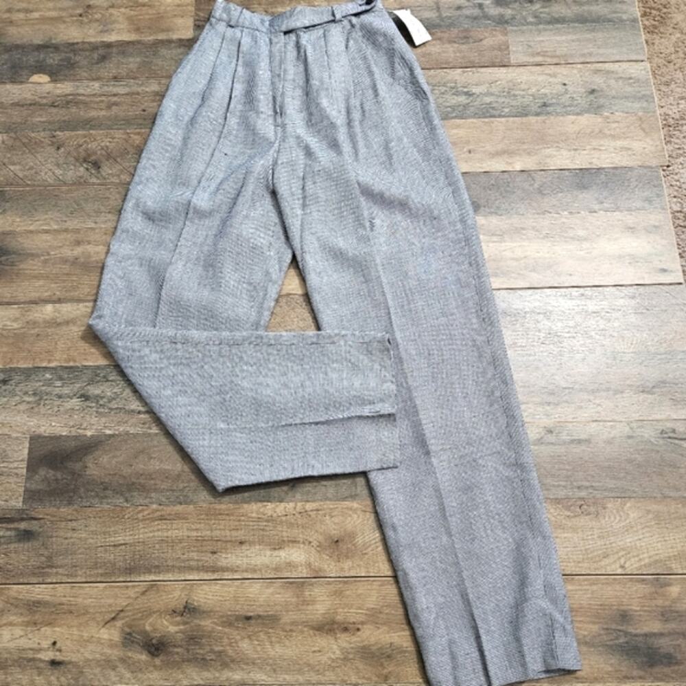 NEW Eric New York Linen High Rise Blue Marled Dress Pants Size 6 Career Corpcore